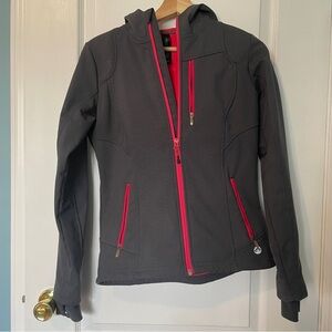 Mondetta Gray  and Coral Pink Soft Shell  with Hood and Full-Length Zipper Small
